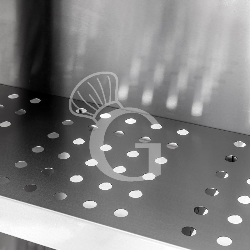 Pensile acciaio inox con sgocciolatoio,1 ripiano forato,2 porte battenti L 900 x P 400 x H 1000 mm