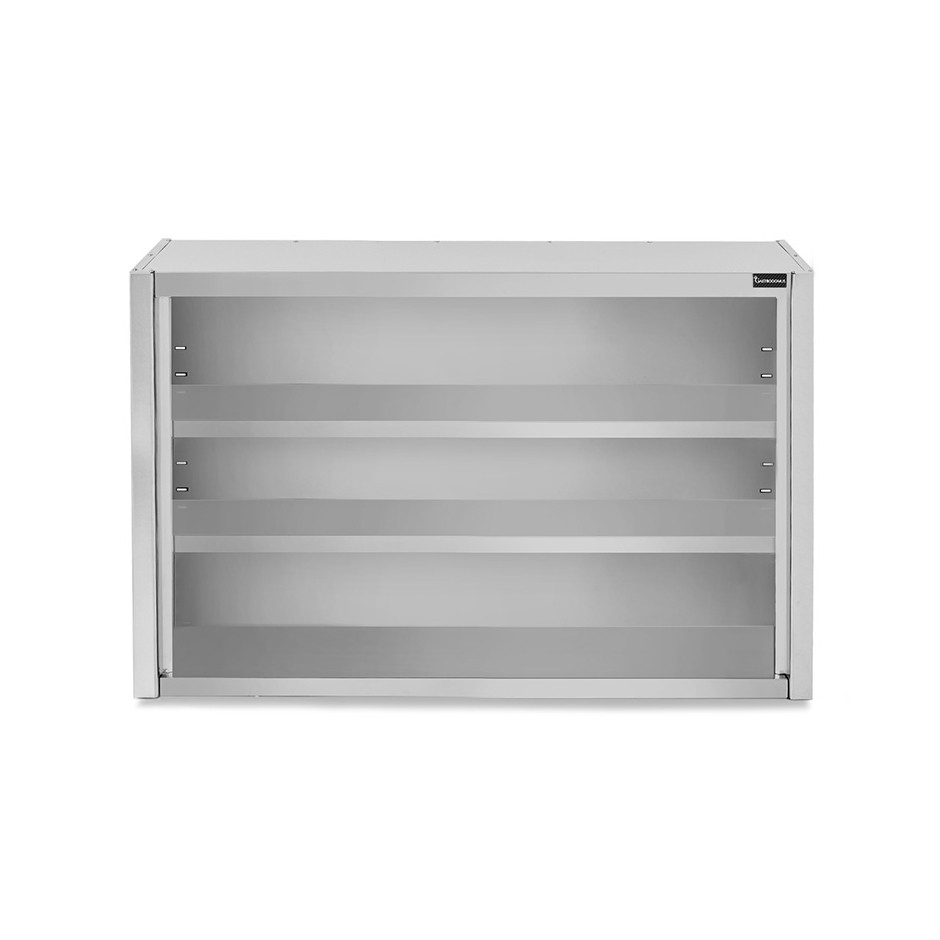 Pensile inox a giorno con 2 ripiani, L 1200 mm x P 400 mm x H 1000 mm