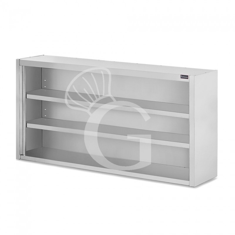 Pensile inox a giorno con 2 ripiani, L 1700 mm x P 400 mm x H 1000 mm
