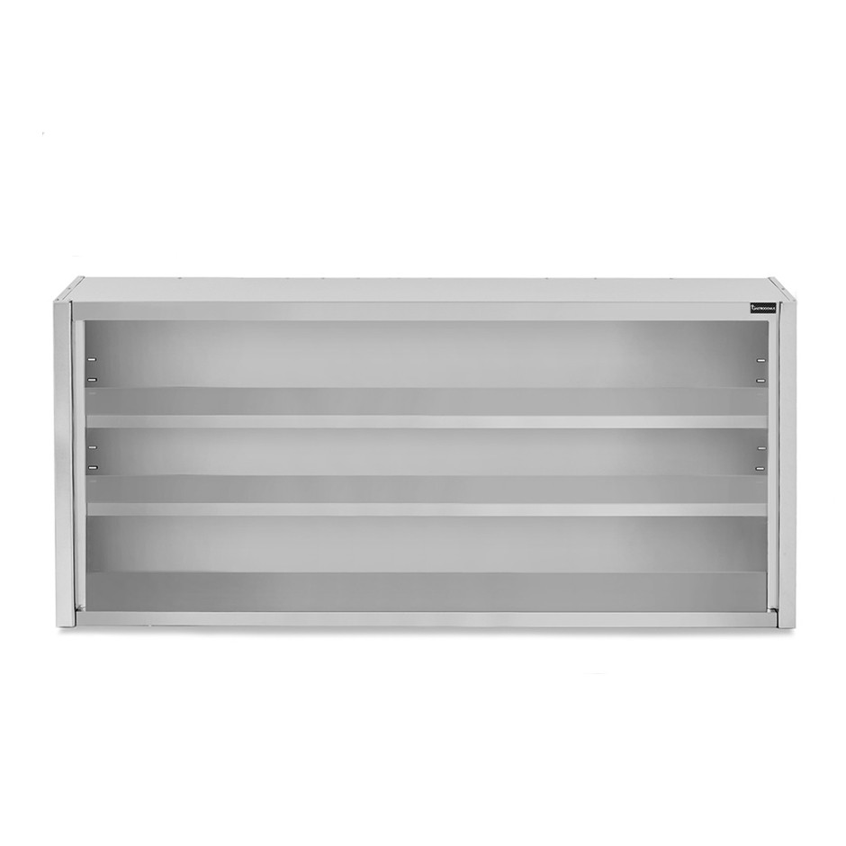 Pensile inox a giorno con 2 ripiani, L 2000 mm x P 400 mm x H 1000 mm