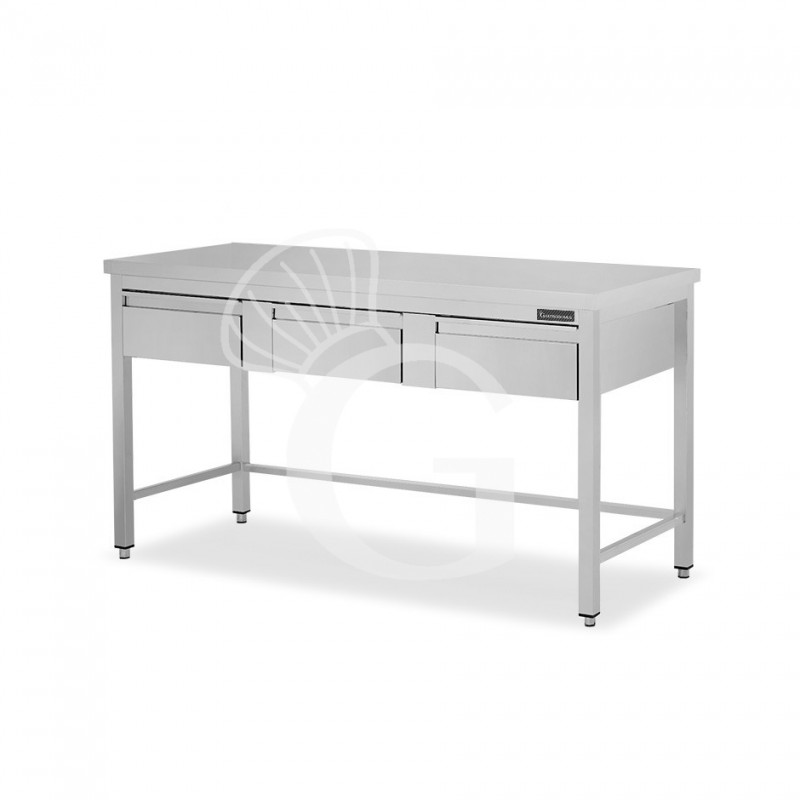 Tavolo inox 3 cassetti L 1600 mm x P 700 mm x H 850 mm