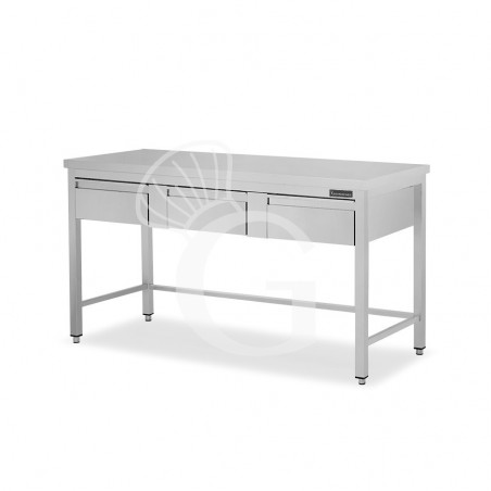 Tavolo inox 3 cassetti L 1600 mm x P 700 mm x H 850 mm Tavolo inox 3 cassetti L 1600 mm x P 700 mm x H 850 mm