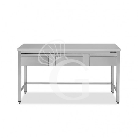 Tavolo inox 3 cassetti L 1600 mm x P 700 mm x H 850 mm Tavolo inox 3 cassetti L 1600 mm x P 700 mm x H 850 mm