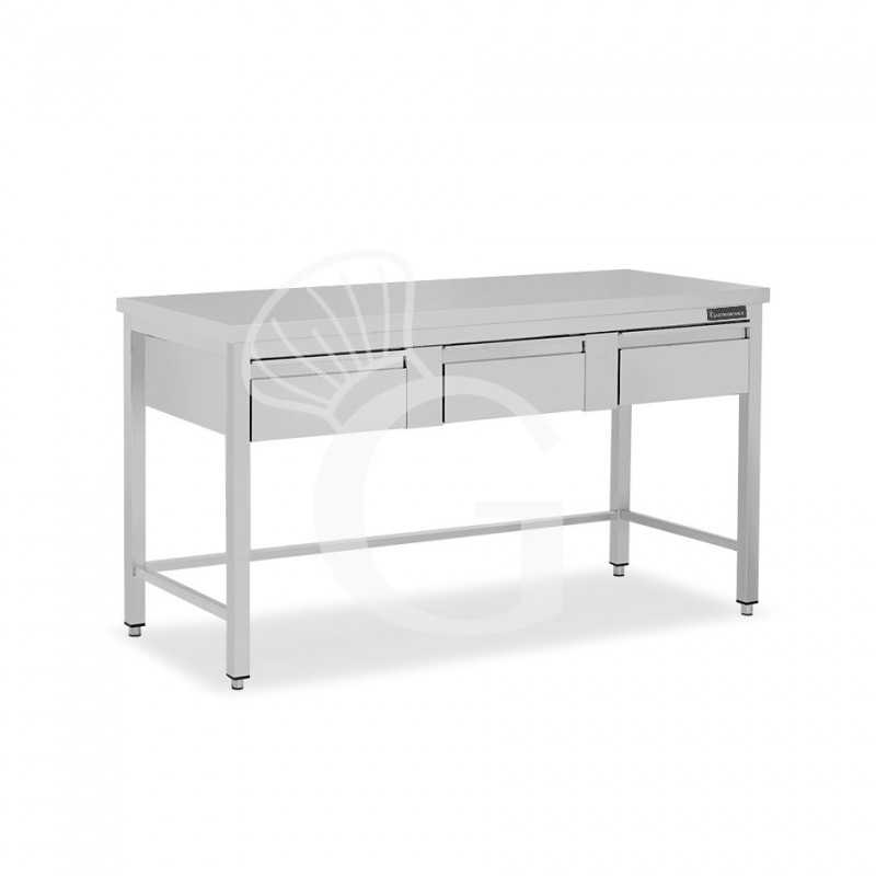 Tavolo inox 3 cassetti L 1600 mm x P 700 mm x H 850 mm