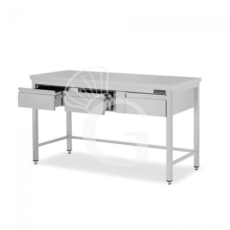 Tavolo inox 3 cassetti L 1600 mm x P 700 mm x H 850 mm
