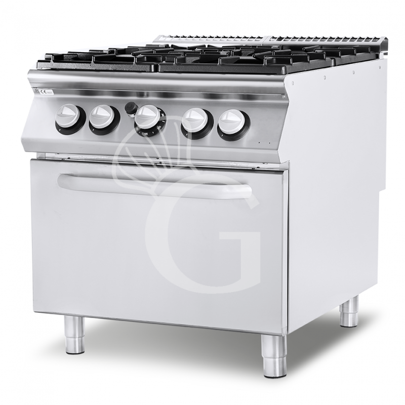 Cucina professionale a gas 4 fuochi forno a gas profondità 900 mm