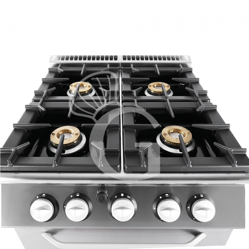 Cucina professionale a gas 4 fuochi forno a gas profondità 900 mm