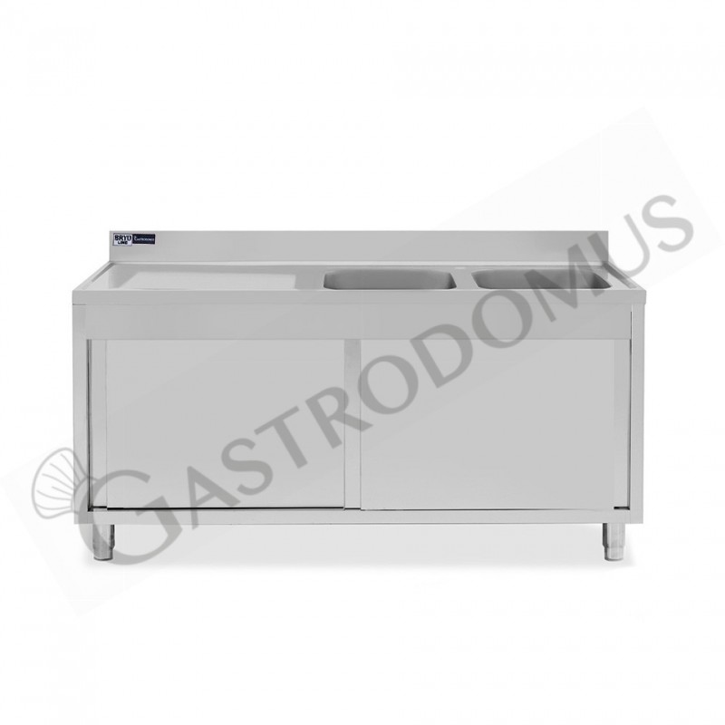 Lavello armadiato con porte scorrevoli,2 vasche,gocciolatoio a sinistra,L 1700 x P 700 x H 965 mm - con foro rubinetto Ø 32 mm Lavello armadiato con porte scorrevoli,2 vasche,gocciolatoio a sinistra,L 1700 x P 700 x H 965 mm - con foro rubinetto Ø 32 mm