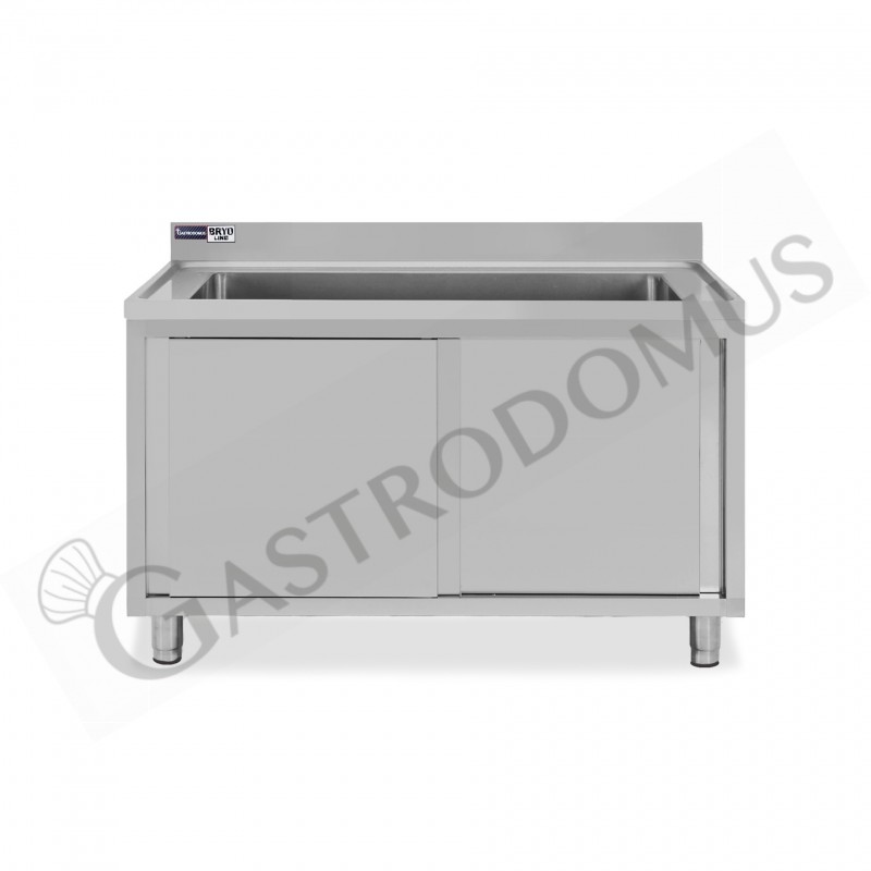 Lavapentole acciaio,porte scorrevoli,alzatina,1 vasca, L 1400 x P 700 x H 965 mm - con foro rubinetto Ø 32 mm Lavapentole acciaio,porte scorrevoli,alzatina,1 vasca, L 1400 x P 700 x H 965 mm - con foro rubinetto Ø 32 mm