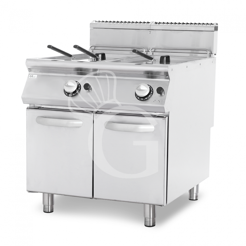 Friggitrice Professionale a gas su armadio chiuso 2 vasche 22 LT + 22 LT 40 Kw