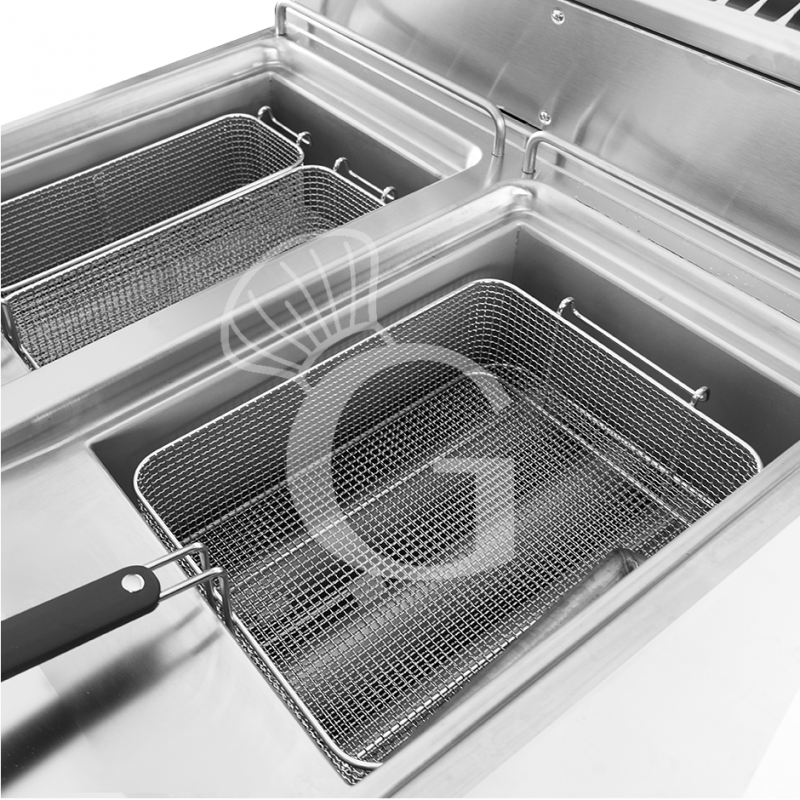 Friggitrice Professionale a gas su armadio chiuso 2 vasche 22 LT + 22 LT 40 Kw