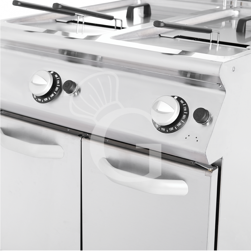 Friggitrice Professionale a gas su armadio chiuso 2 vasche 13 LT + 13 LT 24 Kw
