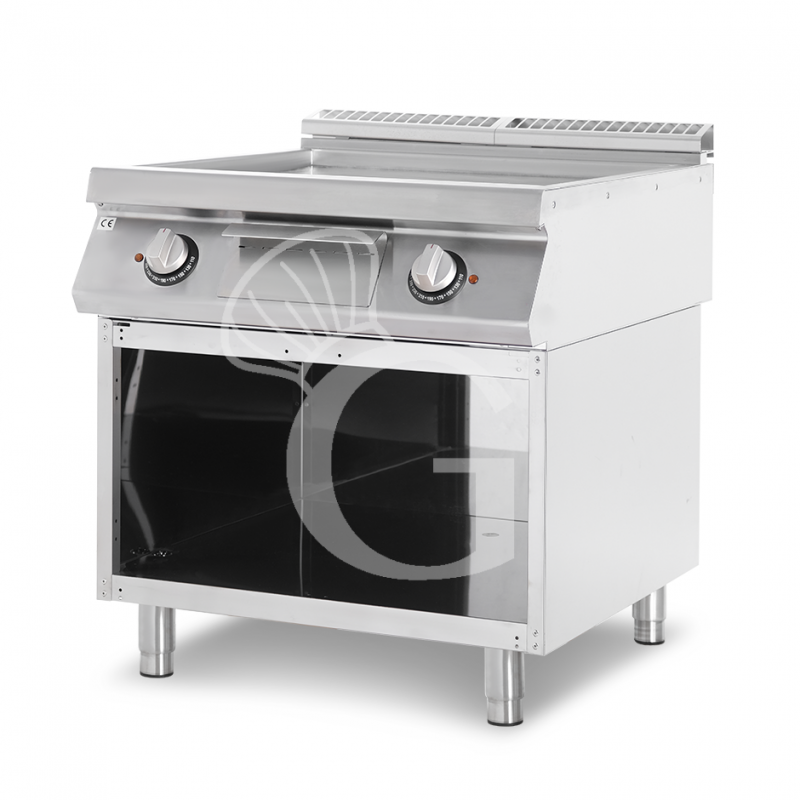 Fry Top elettrico su armadio aperto piastra liscia cromata 21000 W Trifase P 900 mm