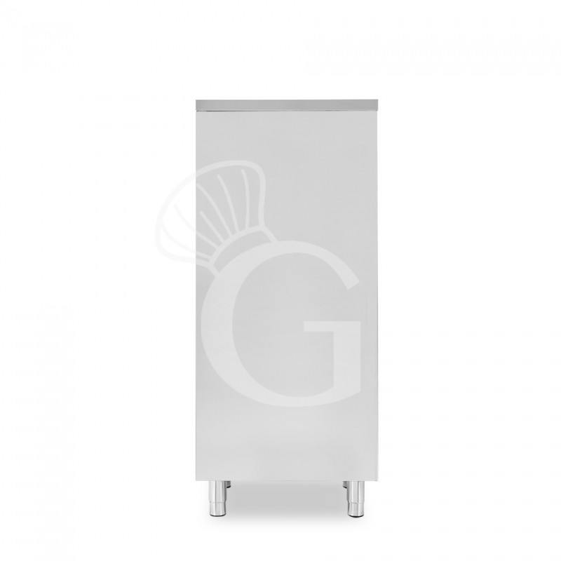 Armadio in acciaio inox con 1 porta battente, 2 ripiani, L 600 x P 500 x H 1500 mm