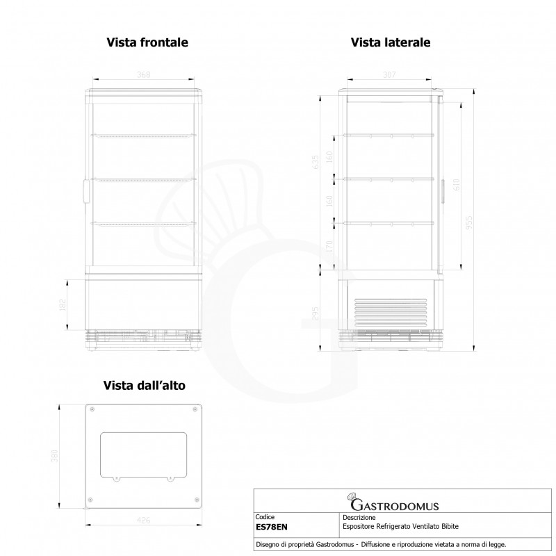 Espositore Refrigerato Ventilato Bibite color nero 78 LT 0°C/+12°C classe energetica C