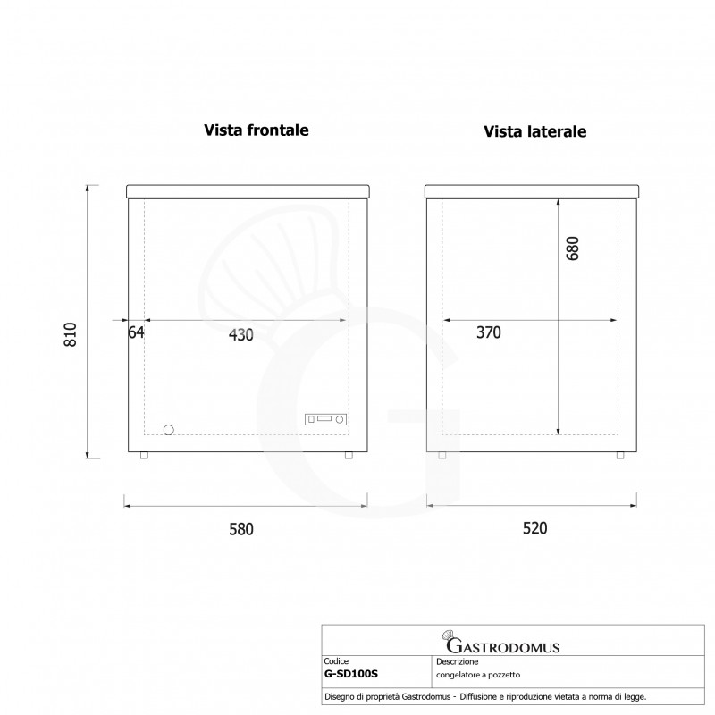 Congelatore a Pozzetto Statico 97 LT -18°C porta a vetro scorrevole classe energetica C