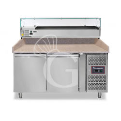 Banco Pizza refrigerato piano in granito 2 porte vetrina 5 bacinelle GN1/3 + 1 bacinella GN1/2 motore a sinistra 390 LT