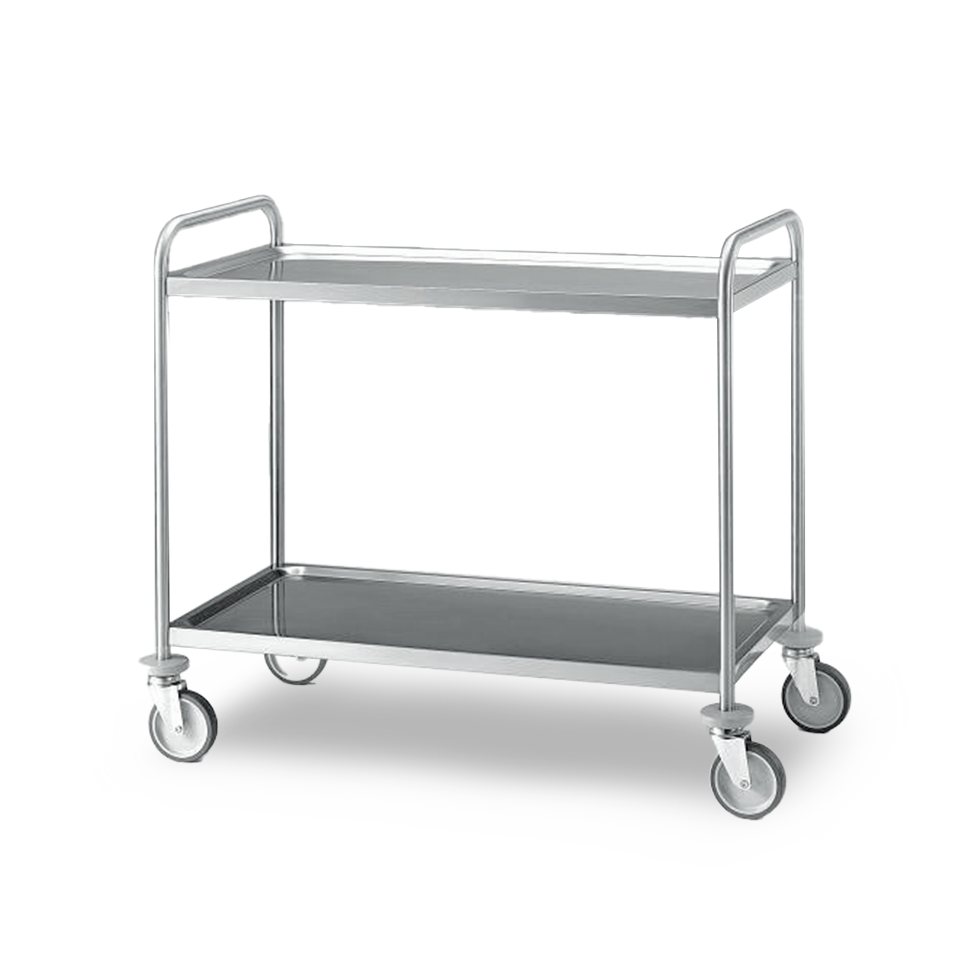 Carrello di servizio in acciaio inox con 2 piani L 855 mm x P 535 mm x H 930 mm