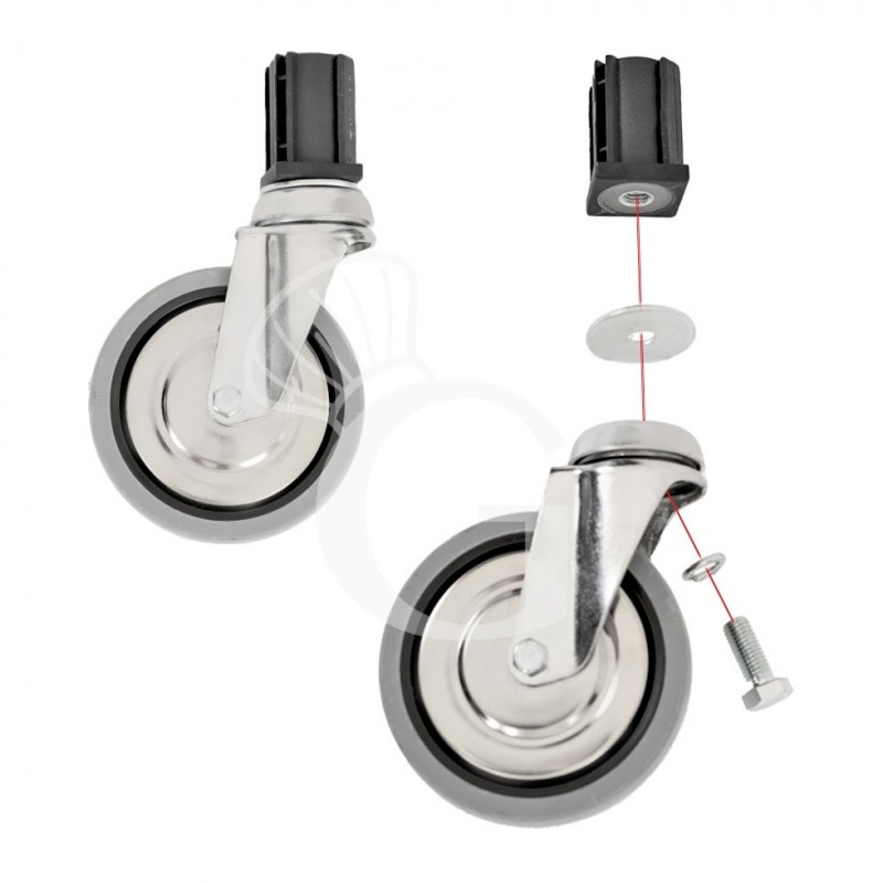 Kit 4 ruote per tavoli semplici, di cui 2 con freno - diametro 125 mm