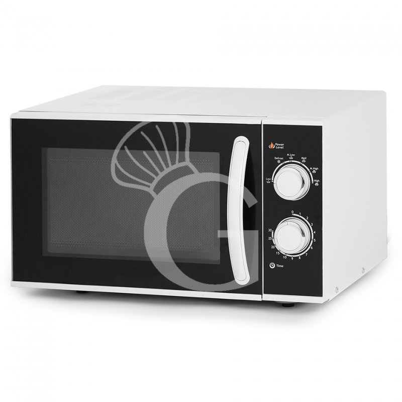 Forno a microonde con comandi meccanici e piatto girevole diam. 270 mm, capacità 25 LT, 0,9 KW