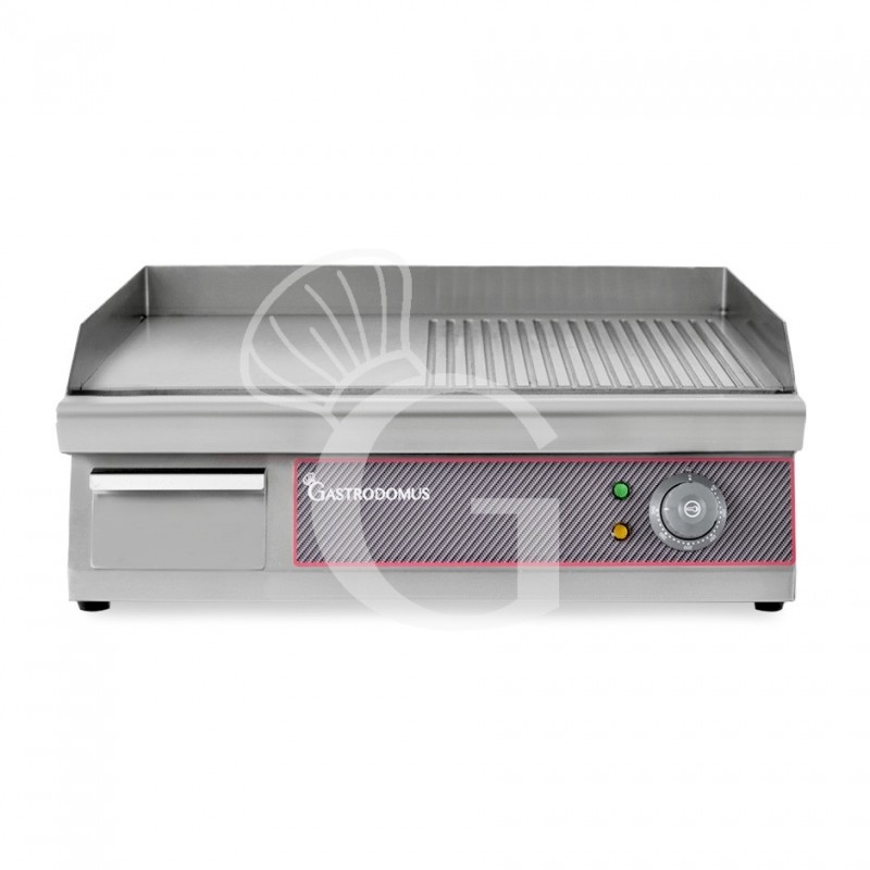 Fry Top elettrico da banco piastra liscia e rigata singola 3000 W Monofase