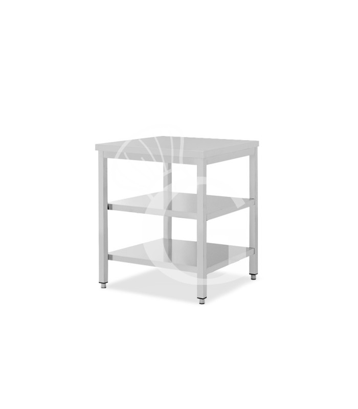 Tavolo inox 2 ripiani L 700 mm x P 800 mm x H 850 mm