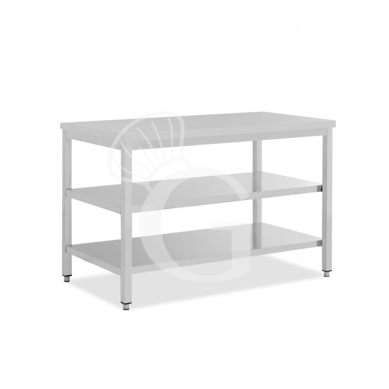 Tavolo inox 2 ripiani L 1700 mm x P 800 mm x H 850 mm