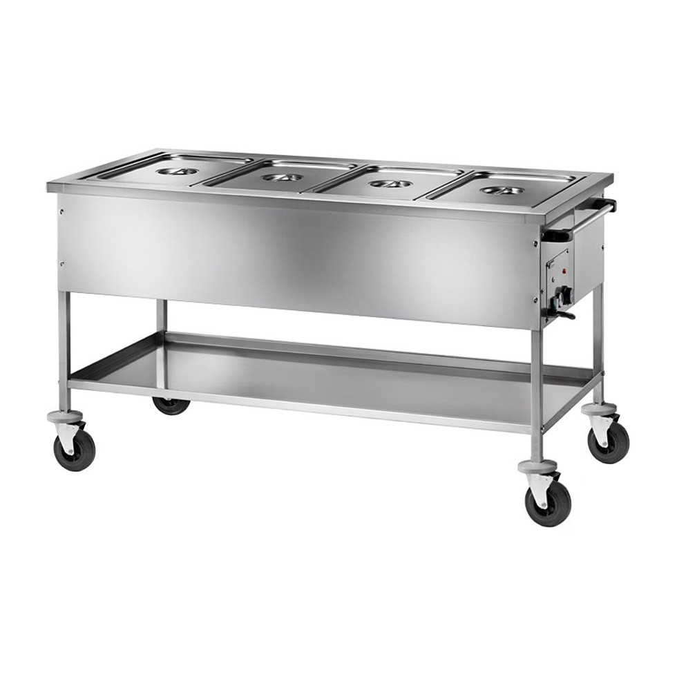 Carrello termico bagnomaria per 4 bacinelle GN1/1 - L 1480 mm x P 650 mm x H 850 mm