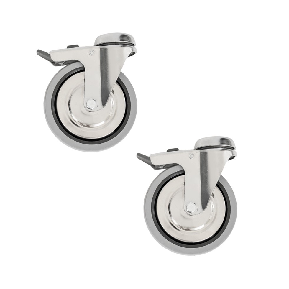 Kit 2 ruote frenanti multidirezionali per carrello CT1762 - diametro 125 mm