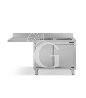 Lavello armadiato vano lavastoviglie,2 vasche,gocciolatoio sinistra,L1600xP700xH950mm