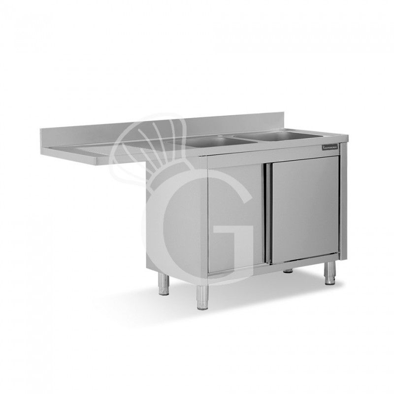 Lavello armadiato vano lavastoviglie,2 vasche,gocciolatoio sinistra,L1600xP700xH950mm
