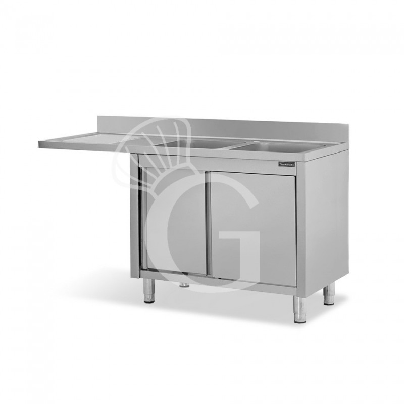 Lavello armadiato vano lavastoviglie,2 vasche,gocciolatoio sinistra,L1600xP700xH950mm