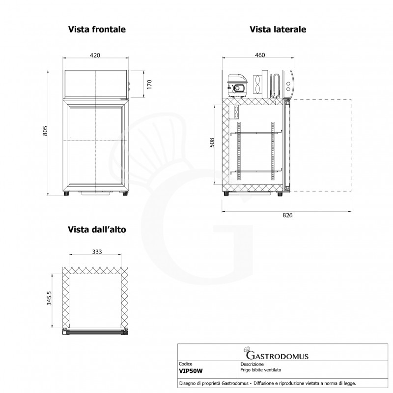Frigo Bibite Ventilato 44 LT 0°C/+10°C colore bianco