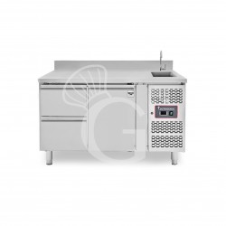 Tavolo refrigerato 2 cassetti 1 porta con lavello e alzatina