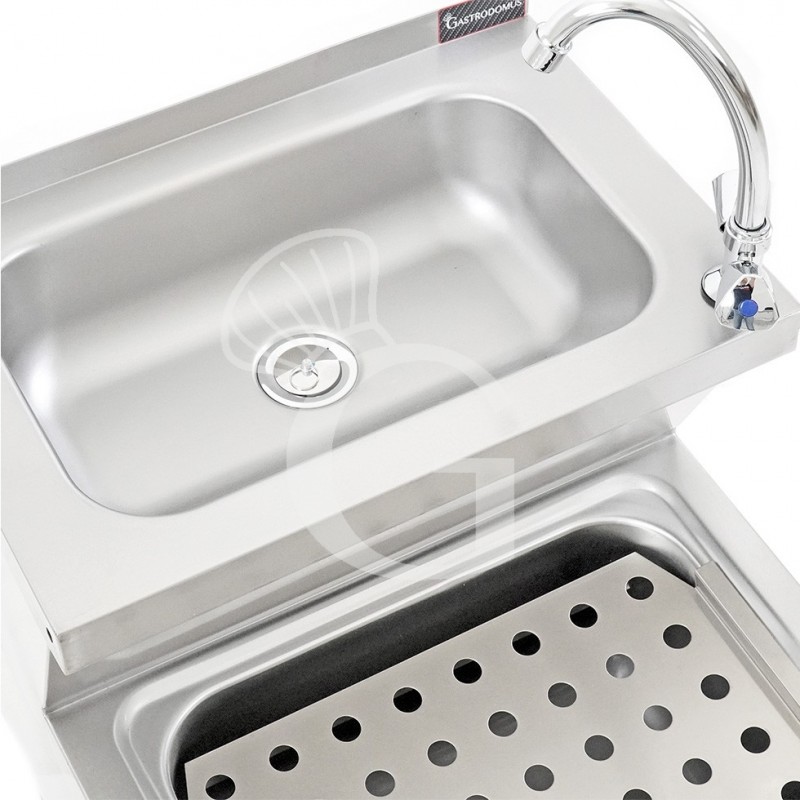 Lavamani Professionale in Acciaio Inox AISI 304 a Doppia Vasca con Rubinetto Incluso e miscelatore per acqua calda e fredda