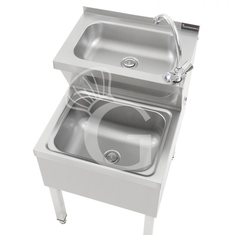 Lavamani Professionale in Acciaio Inox AISI 304 a Doppia Vasca con Rubinetto Incluso e miscelatore per acqua calda e fredda