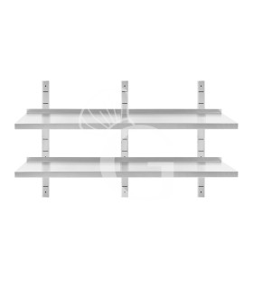 Mensola in acciaio inox doppia, L 1500 mm x P 300 mm x H 700 mm