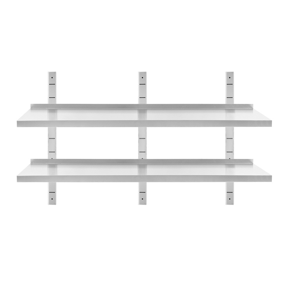 Mensola in acciaio inox doppia, L 1500 mm x P 300 mm x H 700 mm