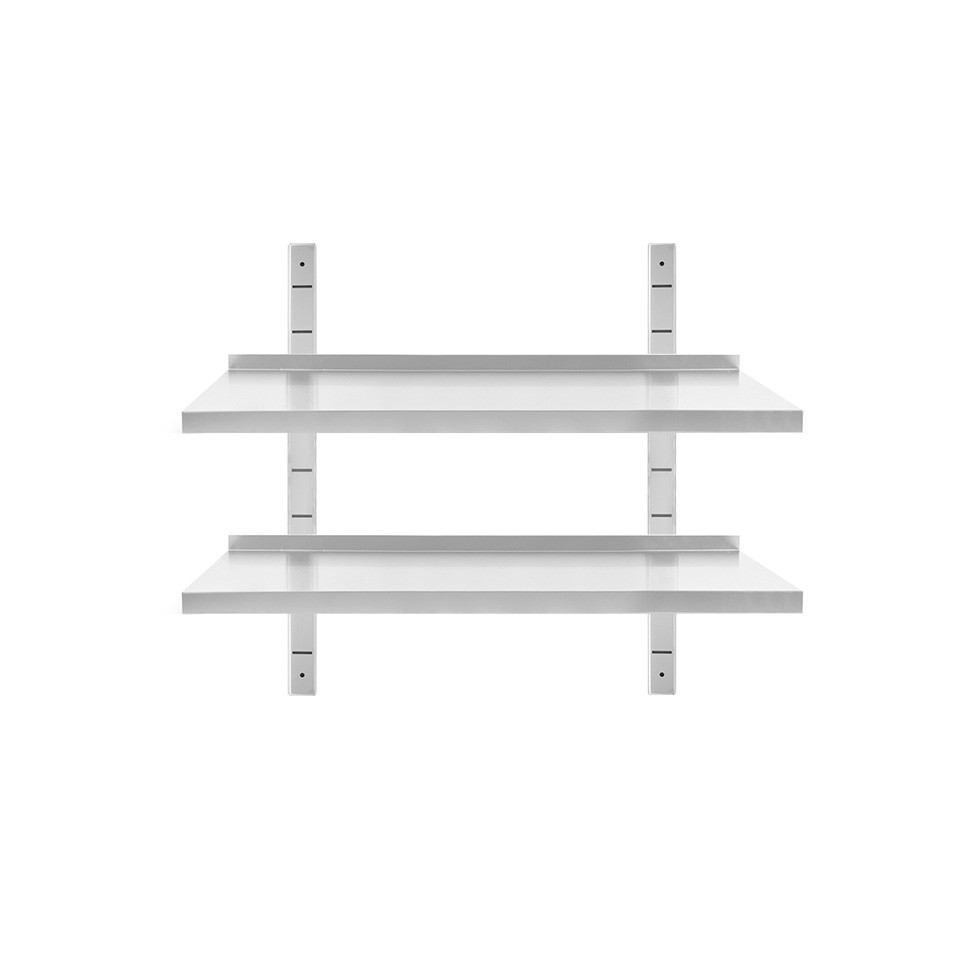 Mensola in acciaio inox doppia, L 900 mm x P 400 mm x H 700 mm
