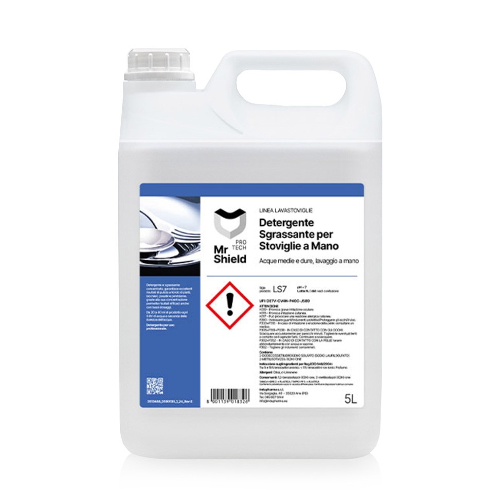 Detergente sgrassante per stoviglie uso manuale, acque medie e dure 5 LT