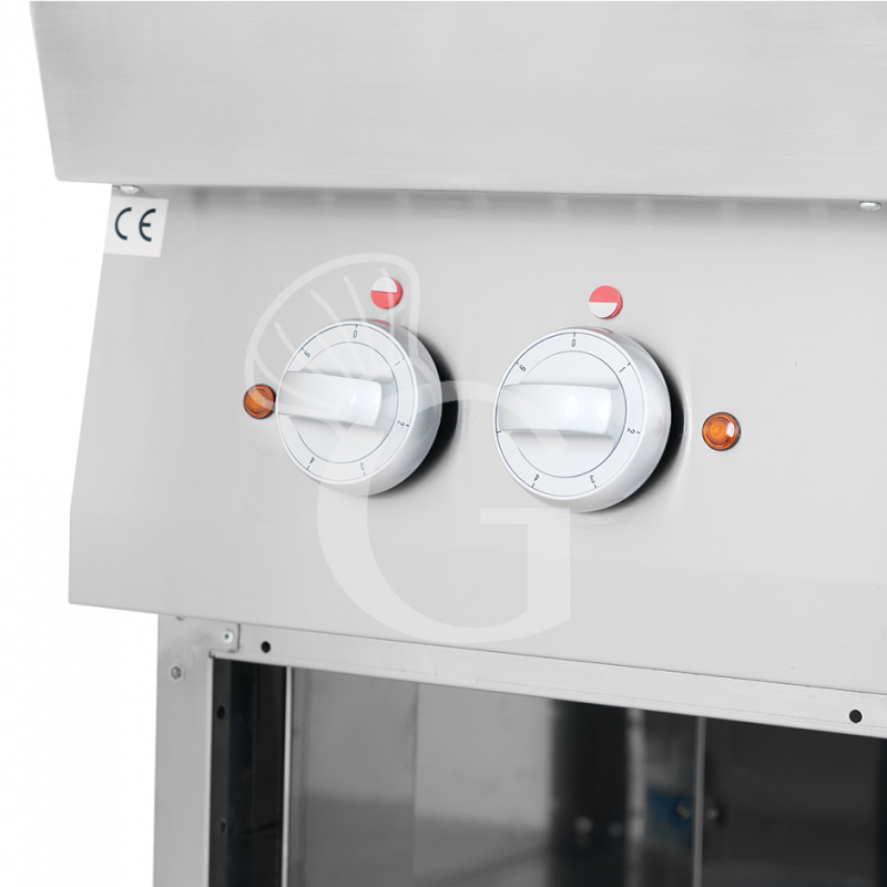Cucina professionale elettrica 2 piastre su armadio aperto profondità 700 mm
