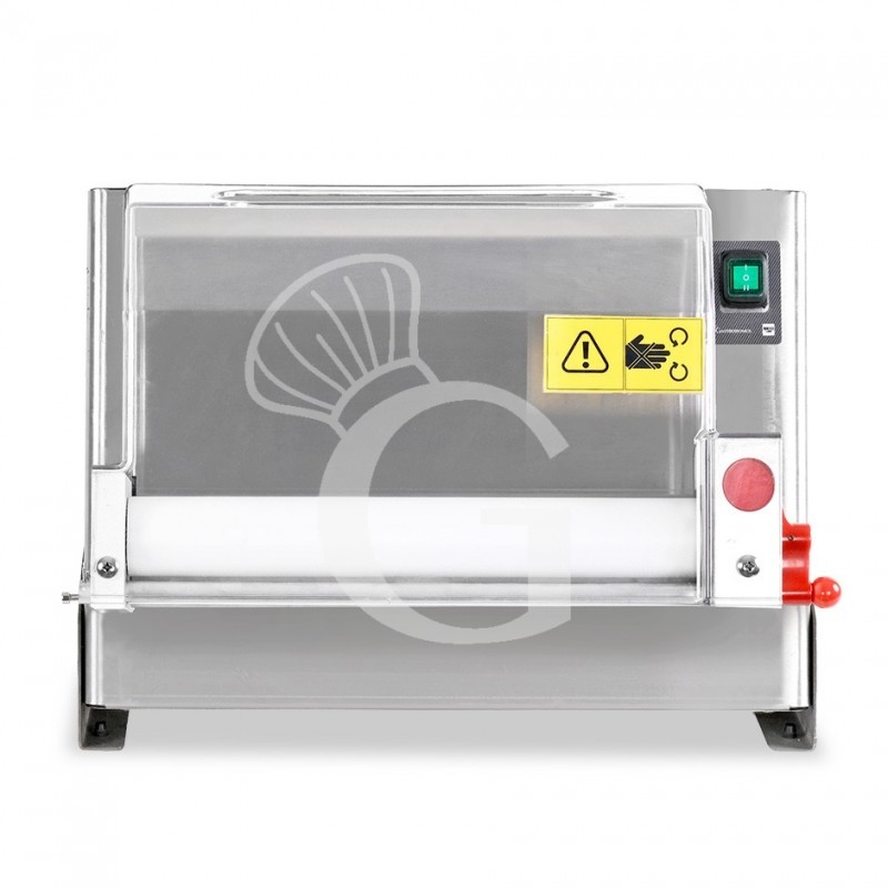 Stendipizza in acciaio inox meccanico con monorullo in POM per pizza diametro 10/30 cm e pedale elettrico Stendipizza in acciaio inox meccanico con monorullo in POM per pizza diametro 10/30 cm e pedale elettrico