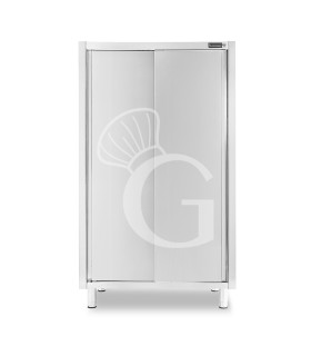 Armadio acciaio inox con 2 porte scorrevoli, 3 ripiani, L 1000 x P 700