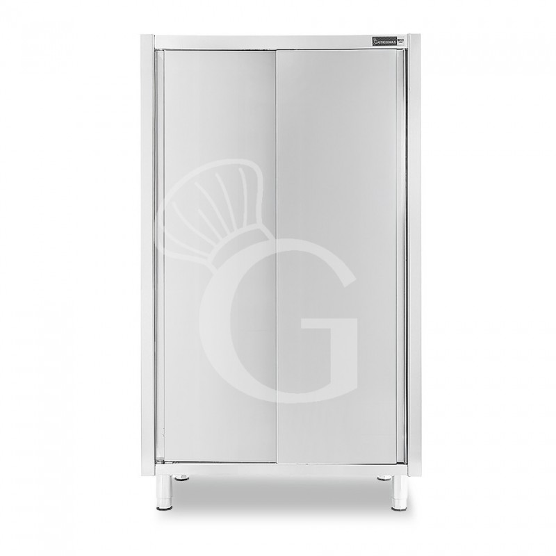 Armadio acciaio inox con 2 porte scorrevoli, 3 ripiani, L 1200 x P 700
