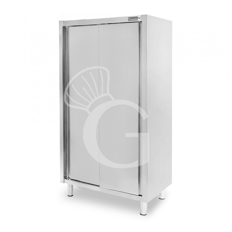 Armadio acciaio inox con 2 porte scorrevoli, 3 ripiani, L 1200 x P 700 x H 1800 mm
