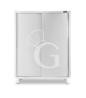 Armadio acciaio inox con 2 porte scorrevoli, 3 ripiani, L 1400 x P 600