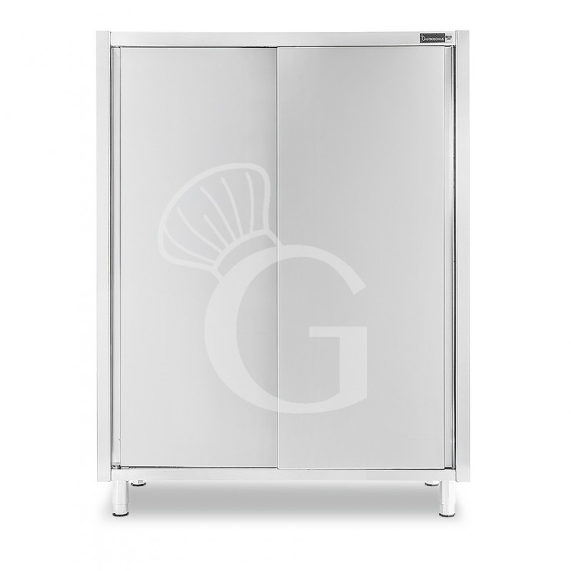 Armadio acciaio inox con 2 porte scorrevoli, 3 ripiani, L 1400 x P 600