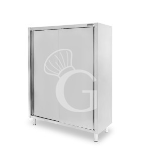 Armadio acciaio inox con 2 porte scorrevoli, 3 ripiani, L 1400 x P 700 x H 1800 mm