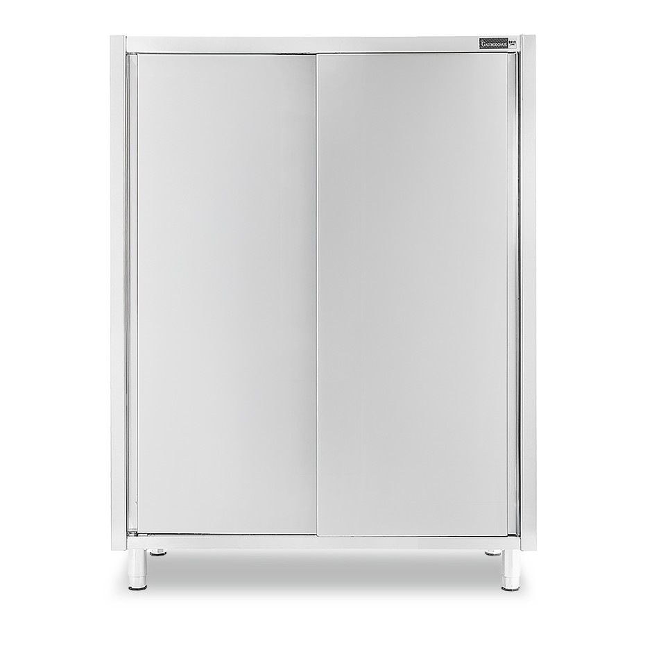 Armadio acciaio inox con 2 porte scorrevoli, 3 ripiani, L 1500 x P 700