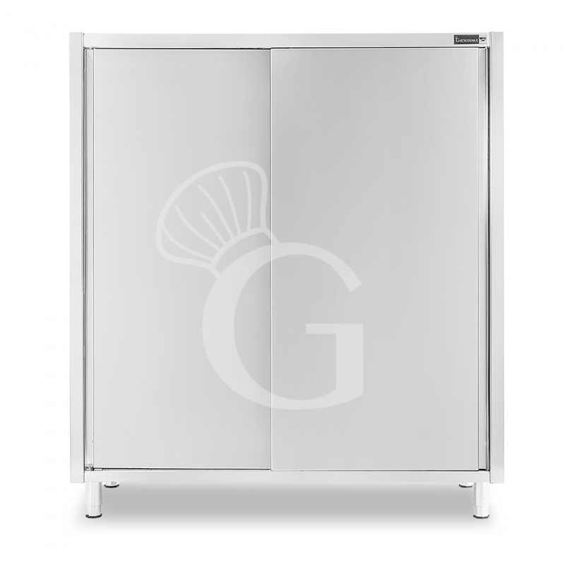 Armadio acciaio inox con 2 porte scorrevoli, 3 ripiani, L 1600 x P 500 x H 1800 mm